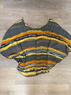 Sheer Patterned Poncho Style Top